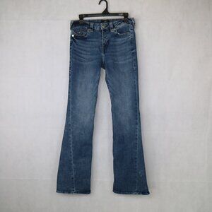 True Religion Joey Jeans Women's 30 Mid Rise Flare Flap Pocket Frost